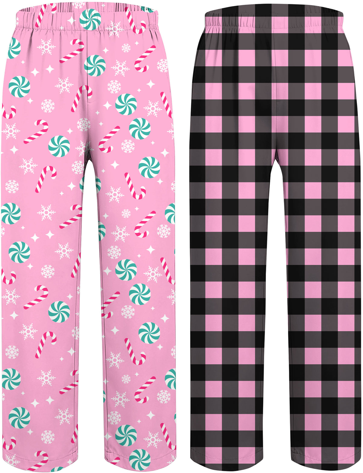 Aideaone 2 Pack Girls Pajama Pants Loose Wide Leg Kids Christmas PJ Bottoms for Teen 7-14 Years
