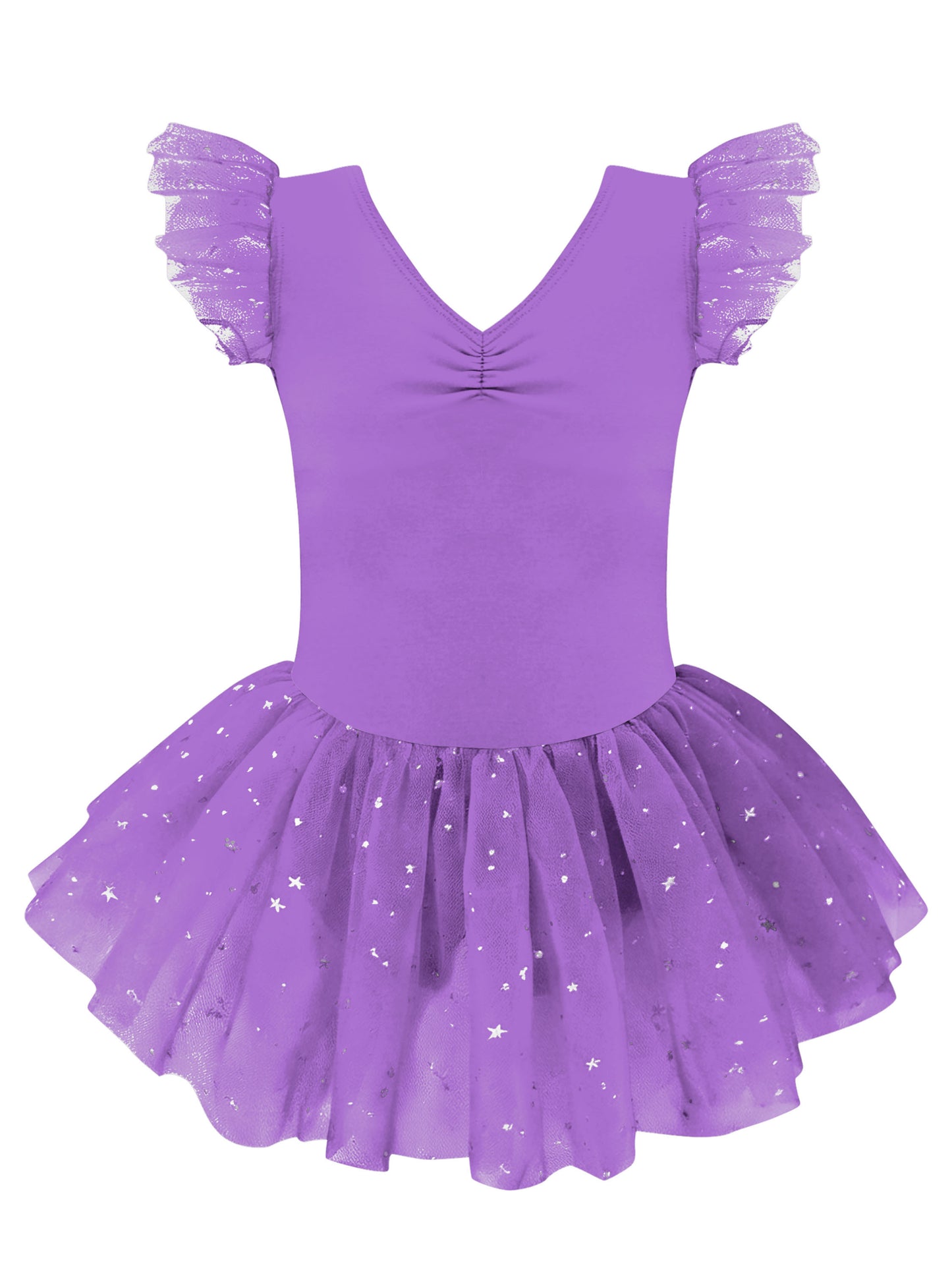 Aideaone Girls Ballet Leotards Toddler Ruffle Sleeve Dance Leotard with Tutu Skirt Kids Gymnastics Dancewear for Little Girls 2-9Y