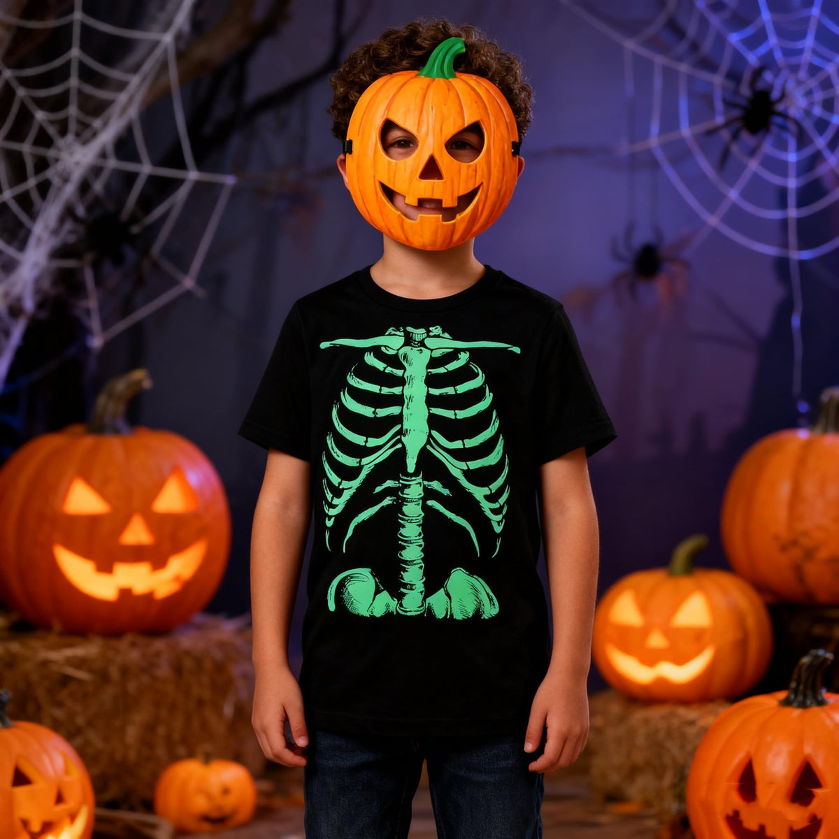 Boys Halloween Shirts Kids Skeleton Bone Shirt Size 9-12T Glow in The Dark T-Shirt Funny Shirt for Kid