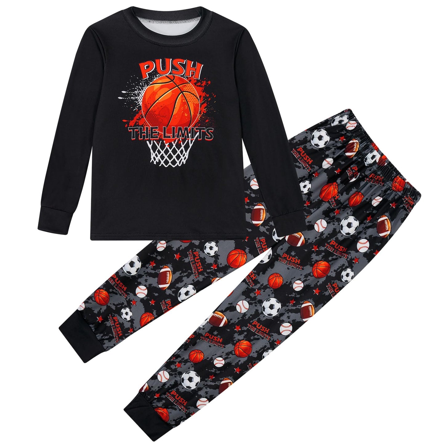 Aideaone Boys' Pajamas Set Long Sleeves Tees & Pants 2-Piece Printed Kid Sleepwear Pajamas Set for Boys 6-13Y