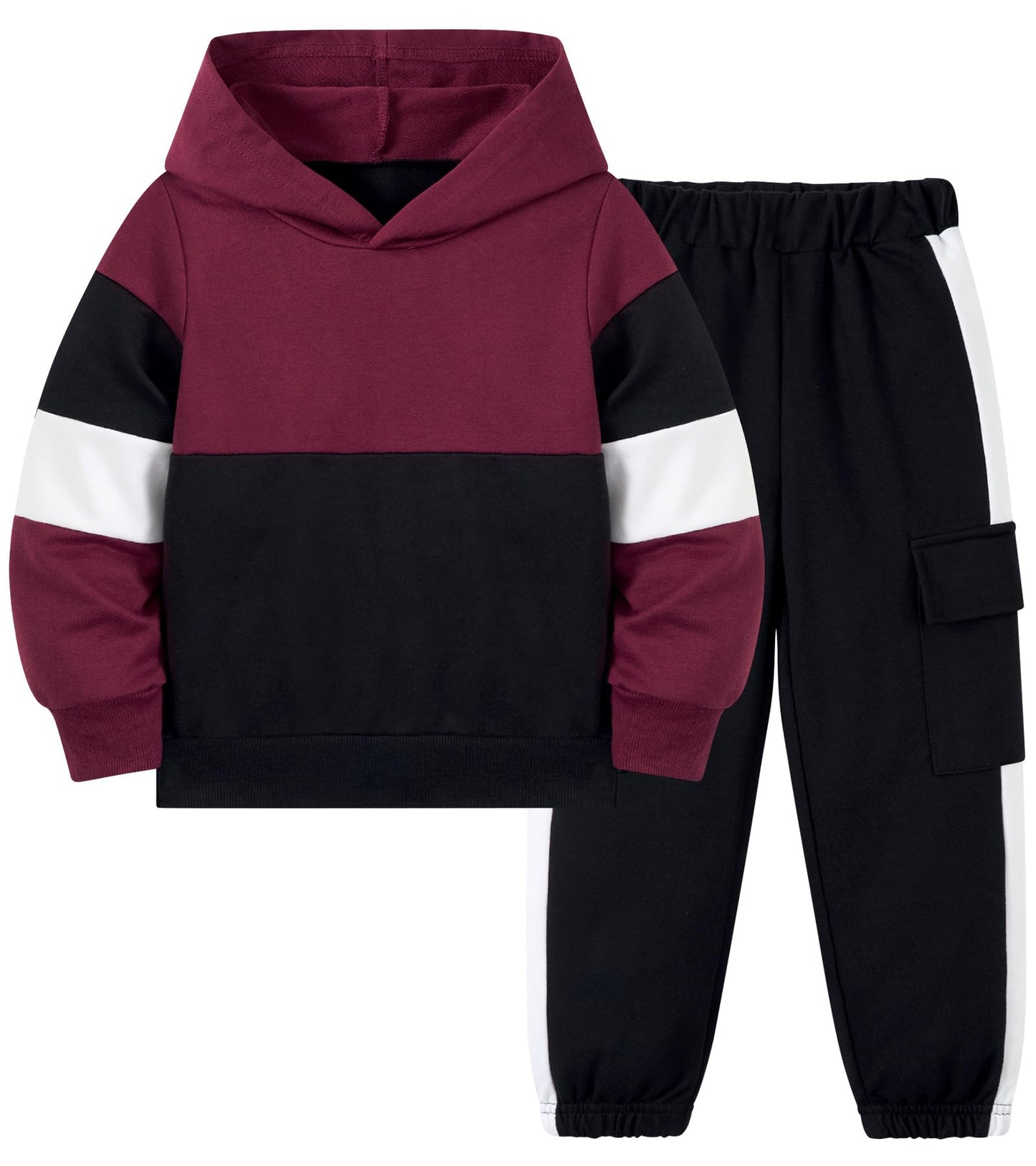 Aideaone Boys Clothes Color-Block Hoodie Sweatshirts & Pants Set 2pcs Toddler Boys Fall Winter Outfit Set 2-6Y