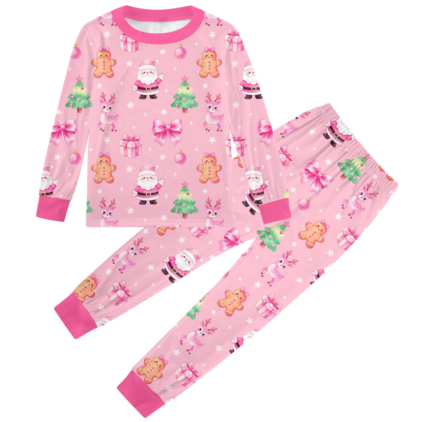 Aideaone Pajama Set Kids 2 Piece Long Sleeve Unisex Boys Girls Soft Stretchy Sleepwear Ages 2 to 8