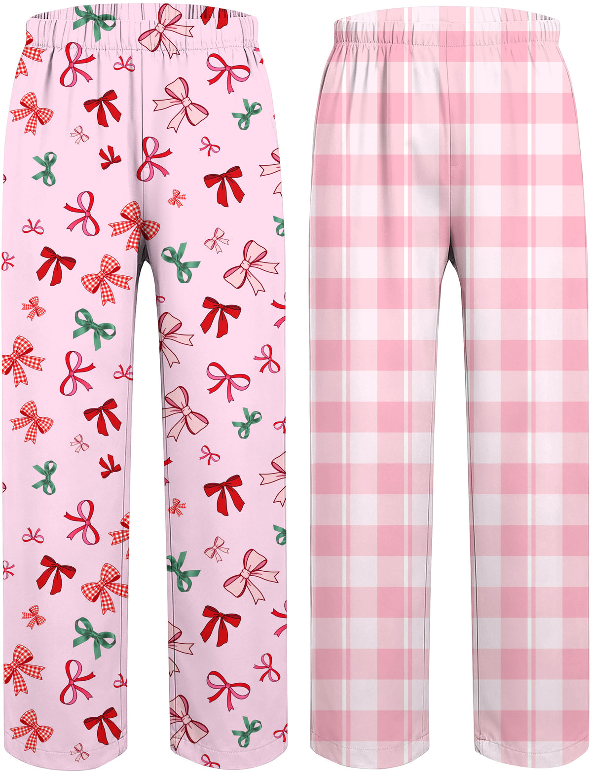 Aideaone 2 Pack Girls Pajama Pants Loose Wide Leg Kids Christmas PJ Bottoms for Teen 7-14 Years