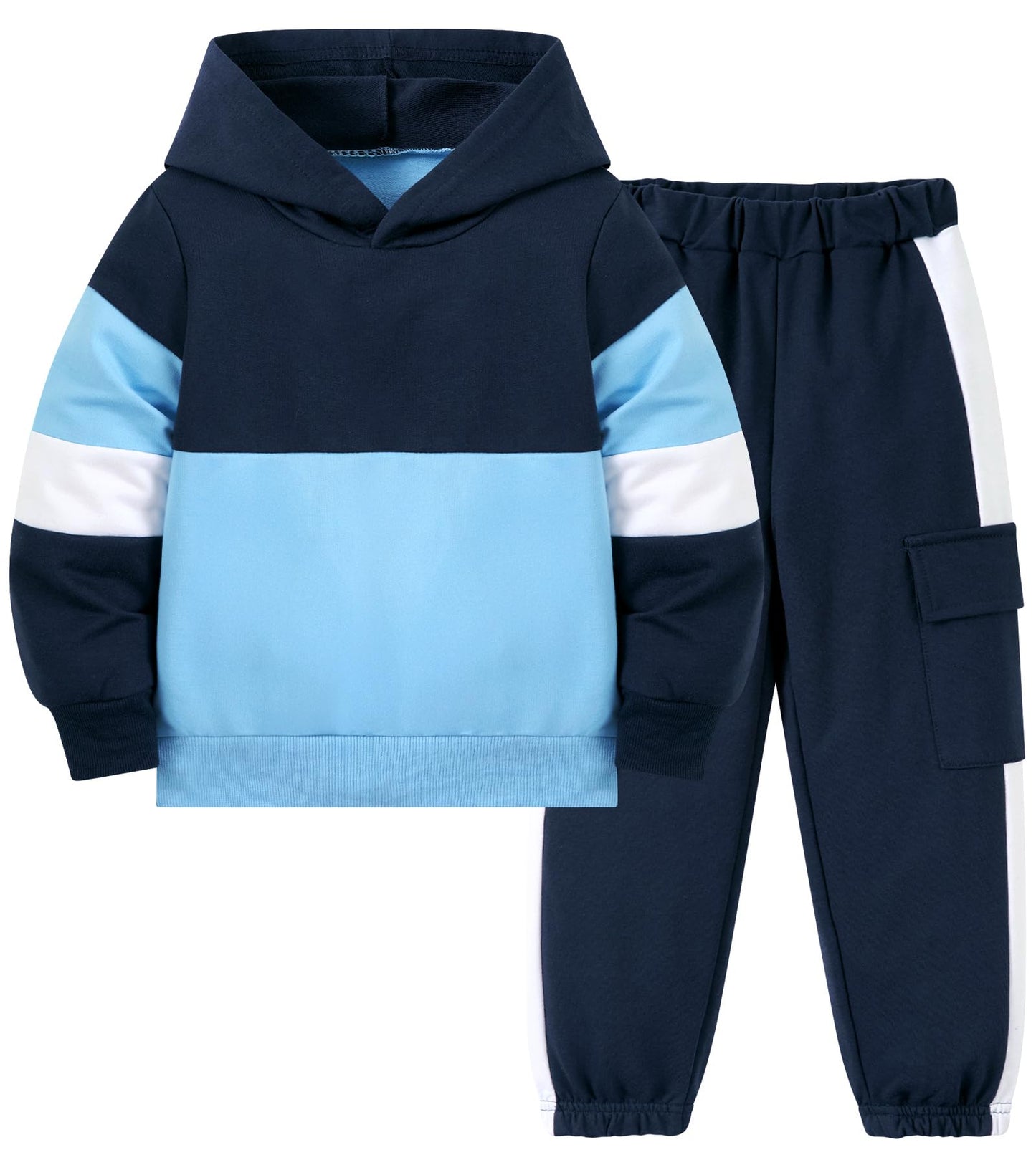Aideaone Boys Clothes Color-Block Hoodie Sweatshirts & Pants Set 2pcs Toddler Boys Fall Winter Outfit Set 2-6Y