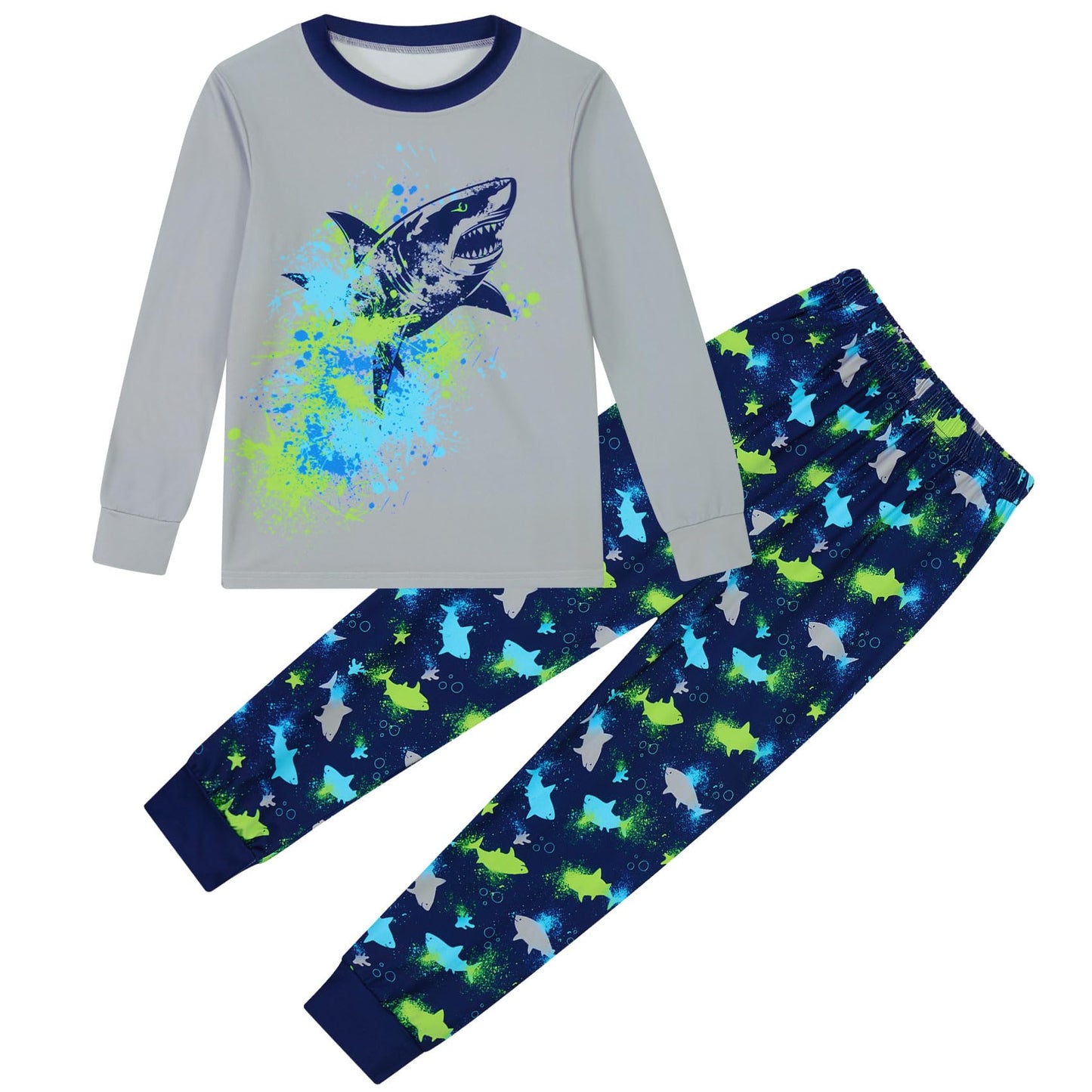 Aideaone Boys' Pajamas Set Long Sleeves Tees & Pants 2-Piece Printed Kid Sleepwear Pajamas Set for Boys 6-13Y