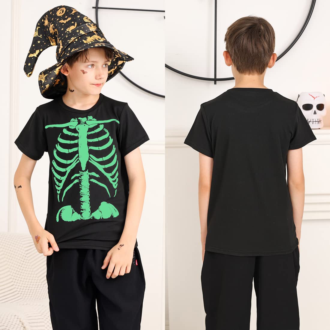 Boys Halloween Shirts Kids Skeleton Bone Shirt Size 9-12T Glow in The Dark T-Shirt Funny Shirt for Kid