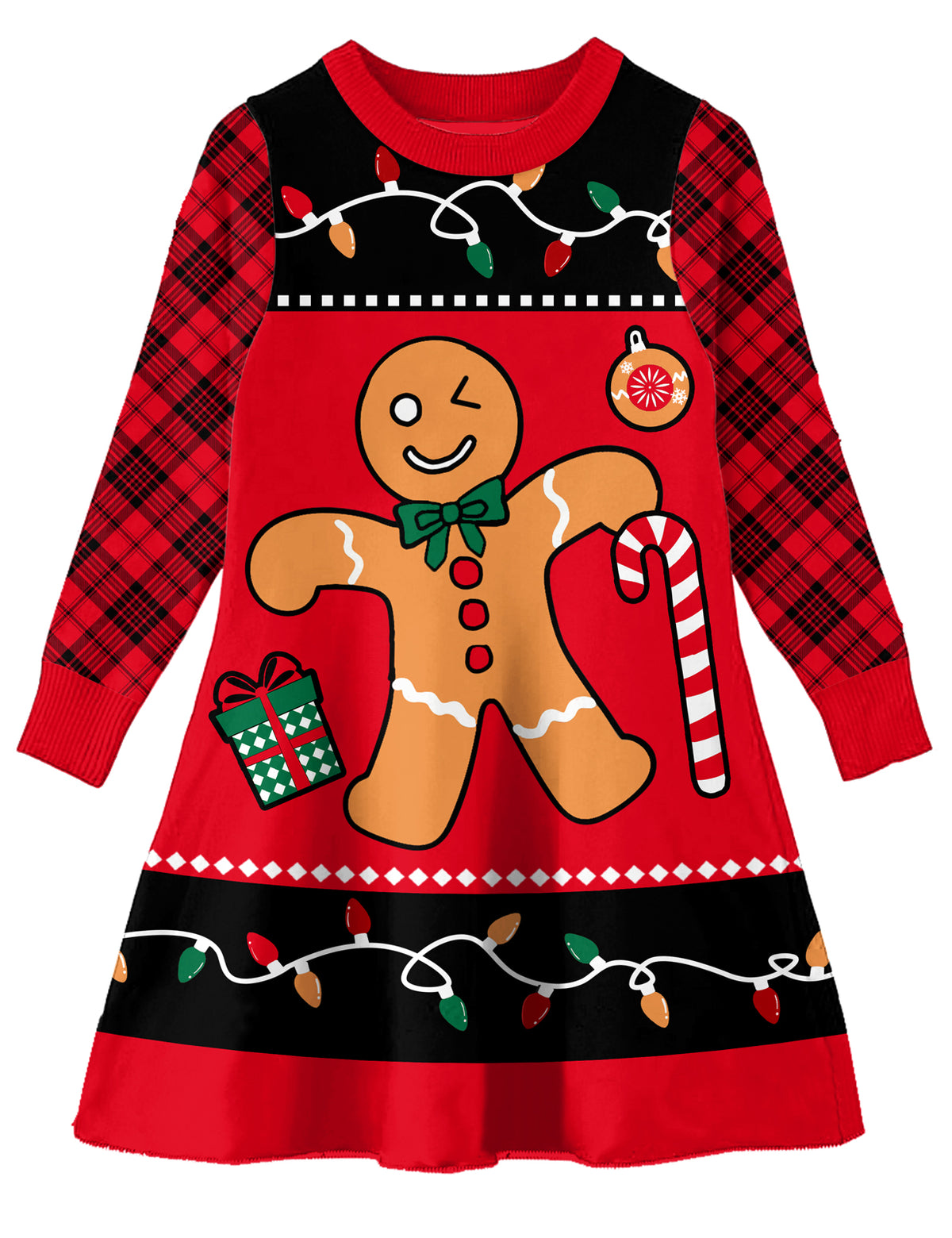 Aideaone Girls Sweater Dress Little Girls Christmas Knit Dresses Long Sleeve Xmas Cartoon Snowflake Print A Line Casual Holiday Party Sundress For 4-11Y