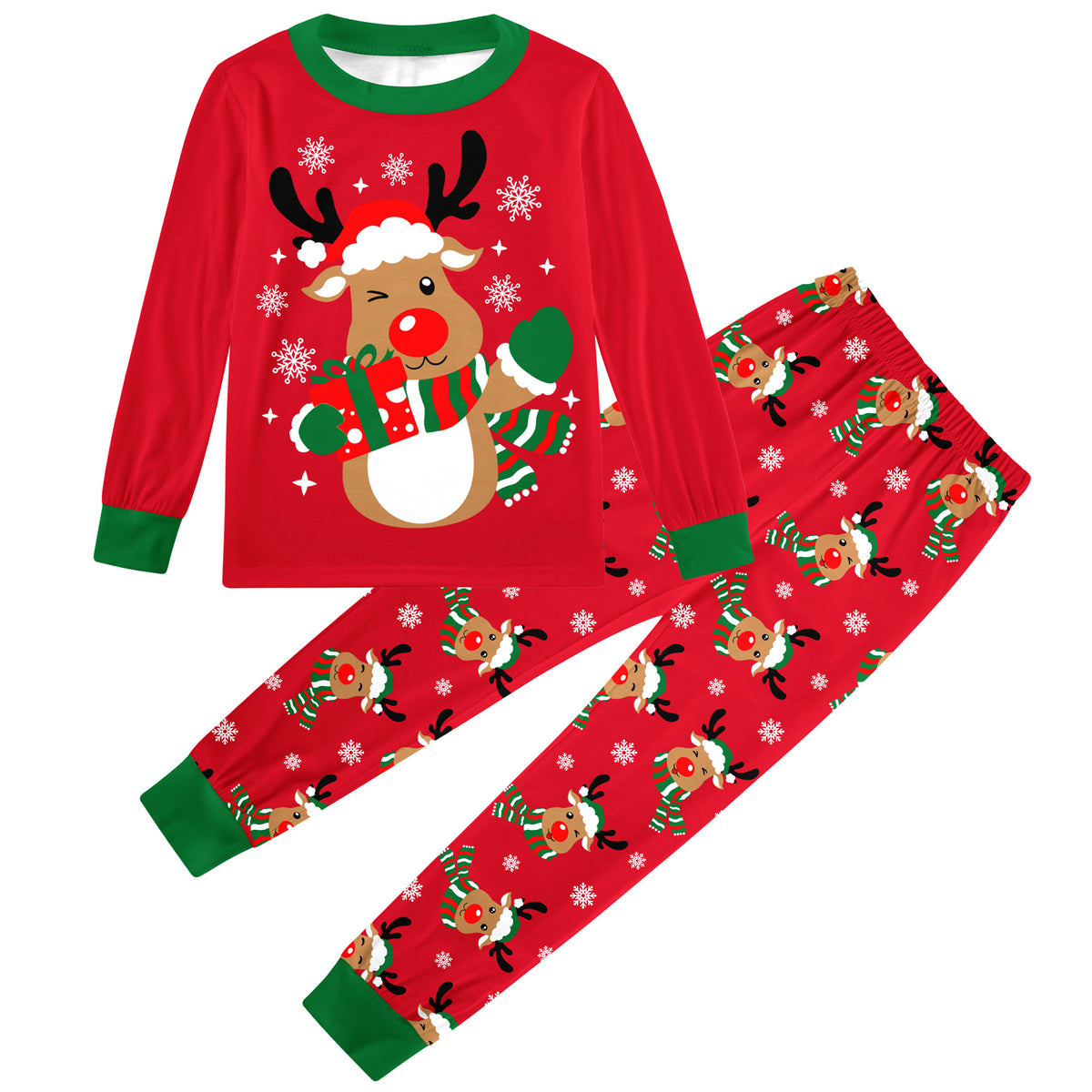 Aideaone Pajama Set Kids 2 Piece Long Sleeve Unisex Boys Girls Soft Stretchy Sleepwear Ages 2 to 8