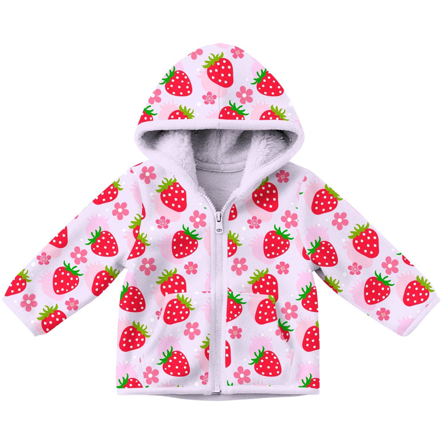 Aideaone Toddler Fleece Jacket Zip up Baby Boys Girls Hooded Winter Coat Long Sleeve Kids Thick Warm Outerwear