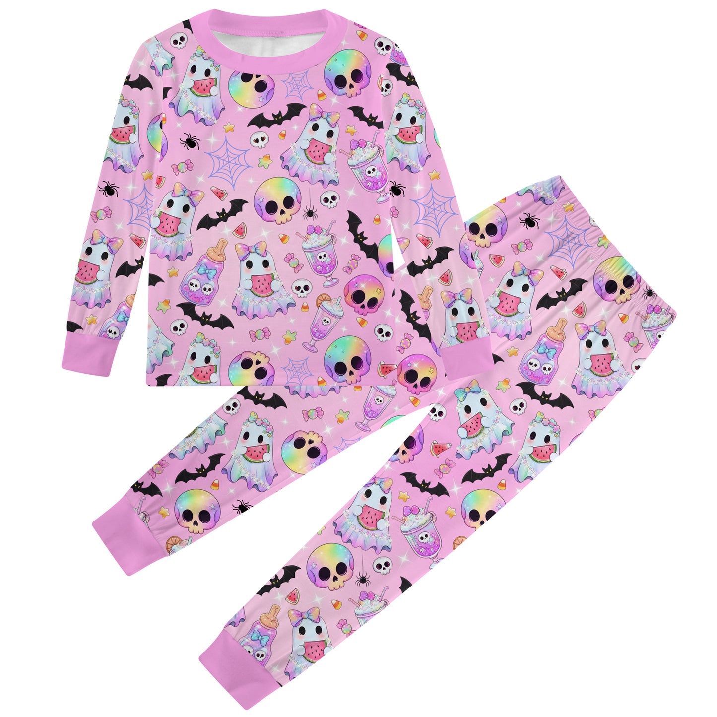 Aideaone Pajama Set Kids 2 Piece Long Sleeve Unisex Boys Girls Soft Stretchy Sleepwear Ages 2 to 8