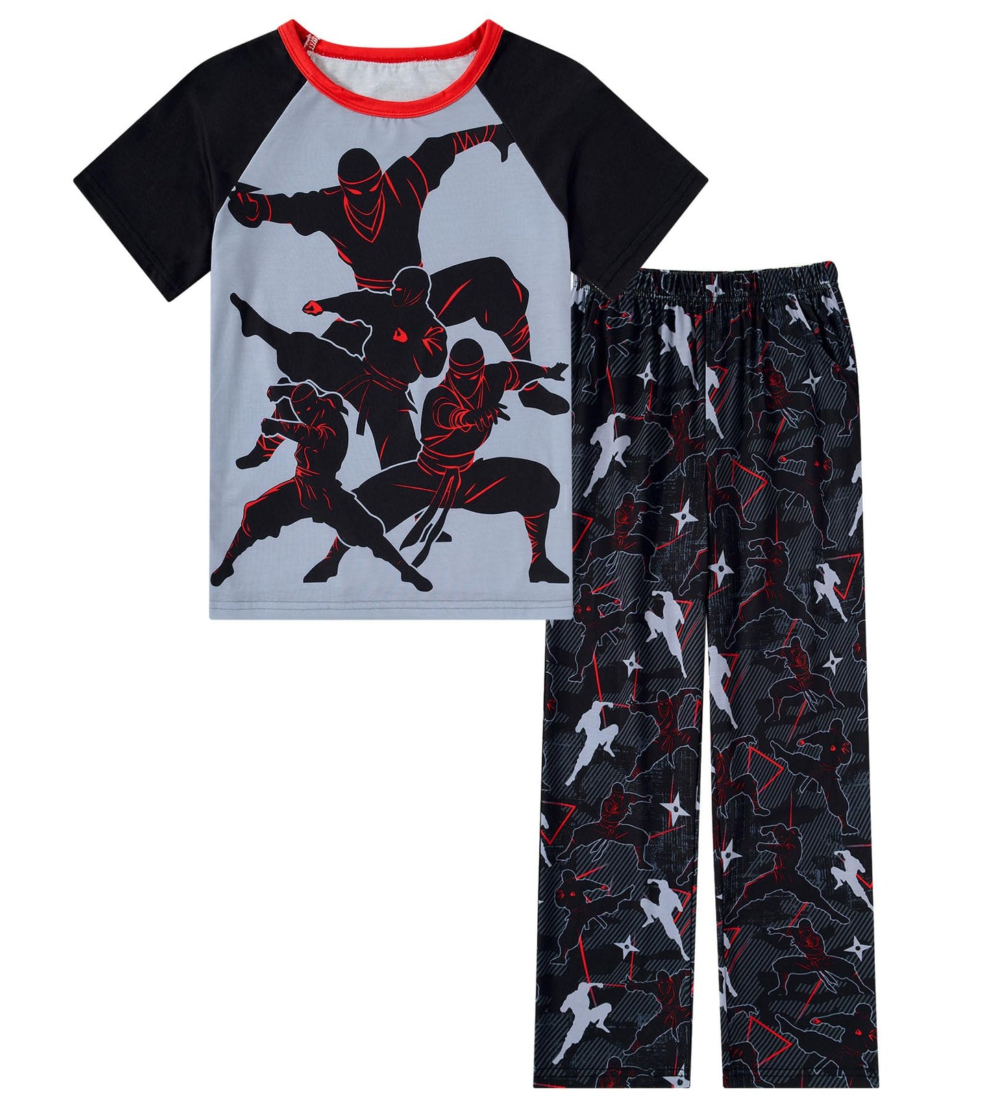 Aideaone Boys' Pajamas Set Short Sleeves Tops & Long Pants 2-Piece Printed Kid Sleepwear Pajamas Set for Boys 6-14Y