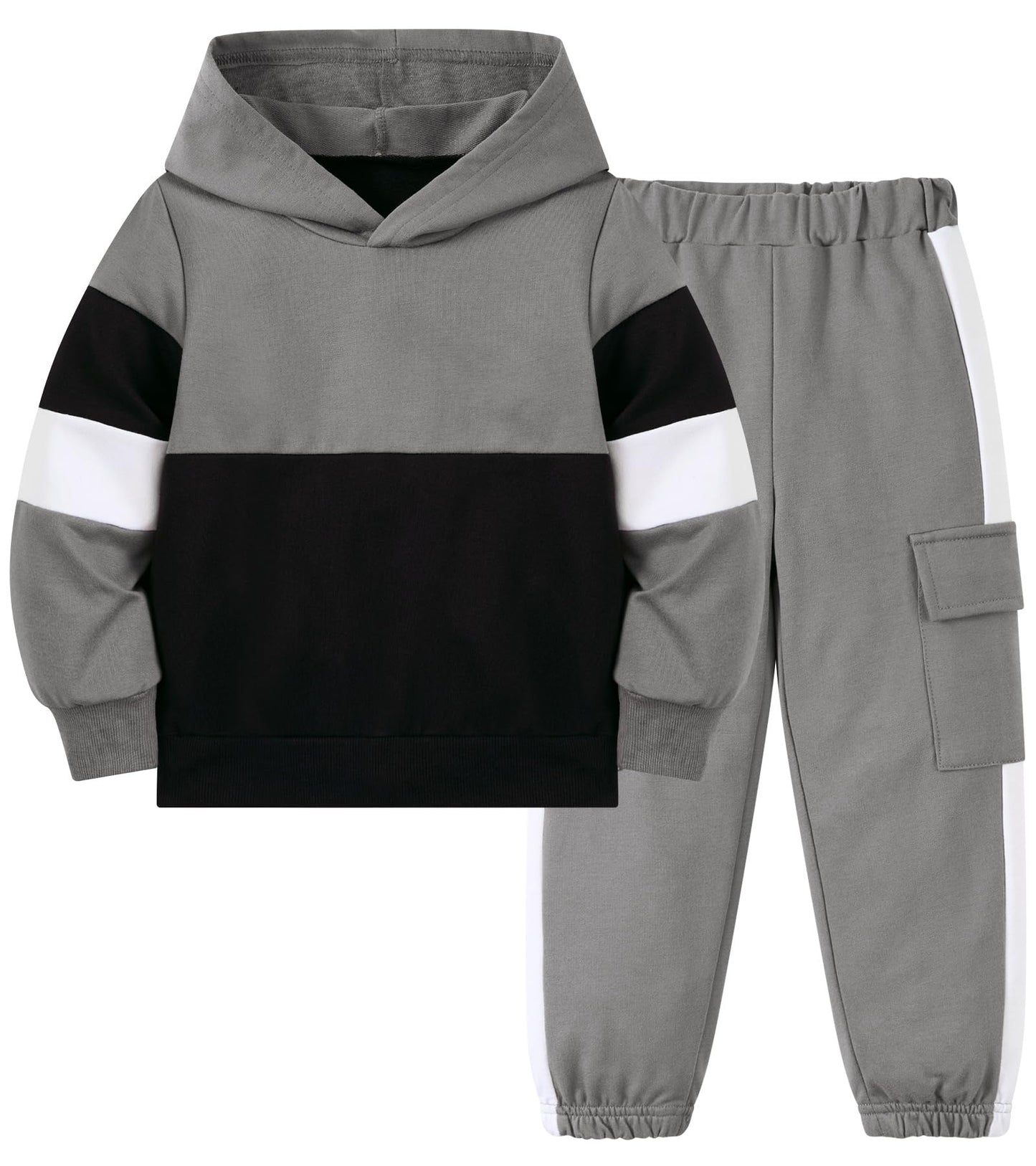 Aideaone Boys Clothes Color-Block Hoodie Sweatshirts & Pants Set 2pcs Toddler Boys Fall Winter Outfit Set 2-6Y