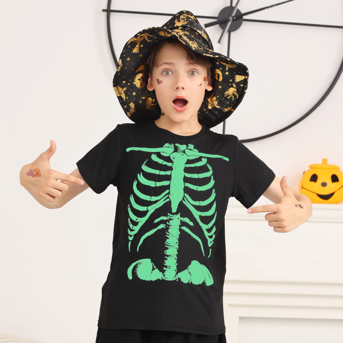 Boys Halloween Shirts Kids Skeleton Bone Shirt Size 9-12T Glow in The Dark T-Shirt Funny Shirt for Kid