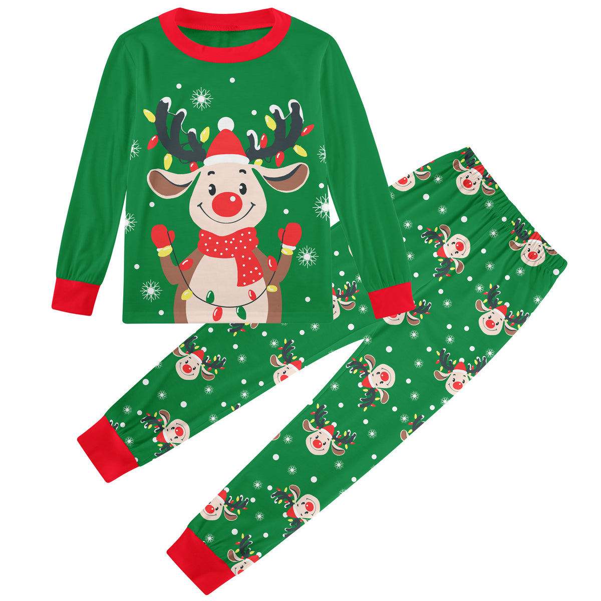 Aideaone Pajama Set Kids 2 Piece Long Sleeve Unisex Boys Girls Soft Stretchy Sleepwear Ages 2 to 8