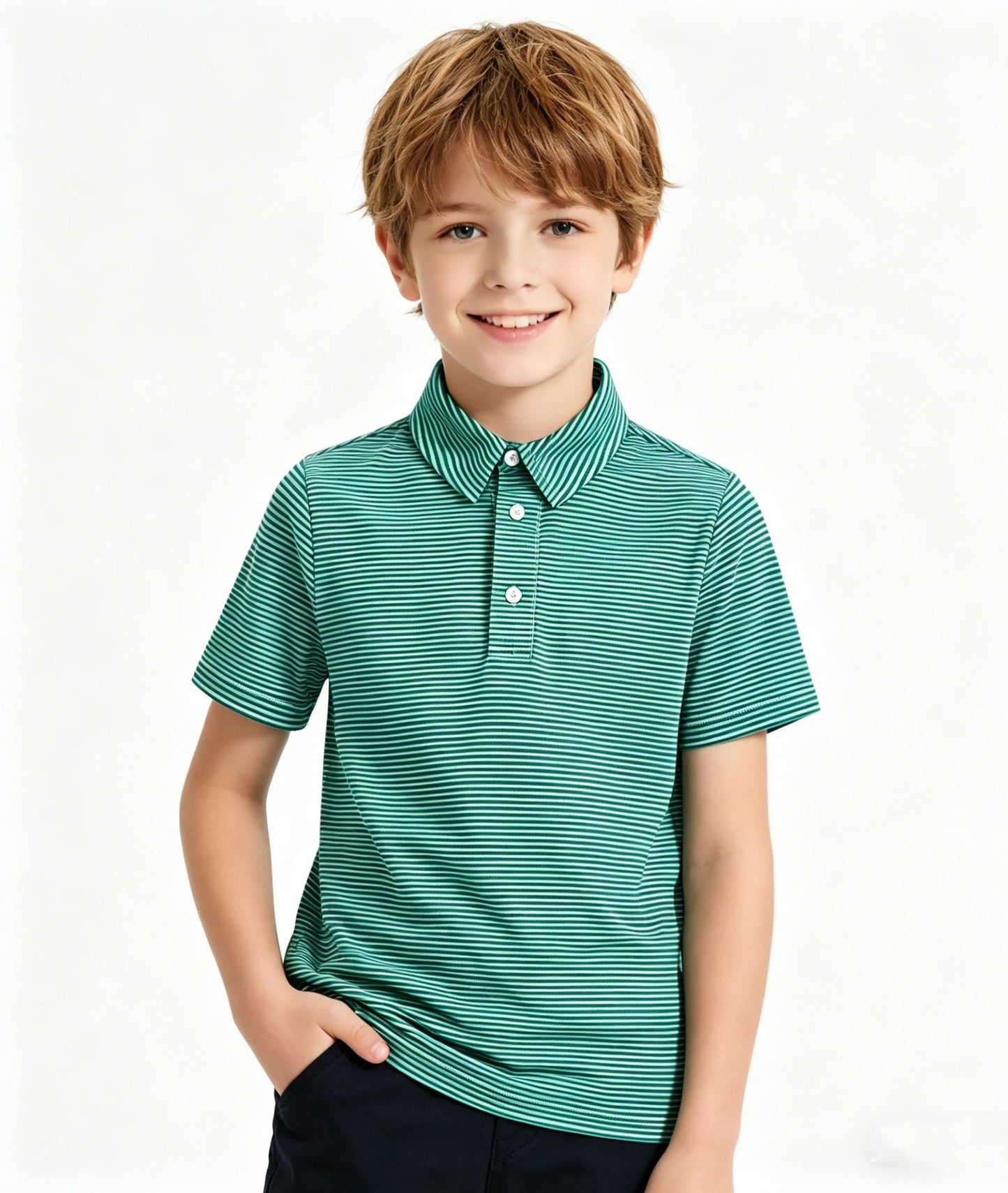 Boys Polo Shirt Stripe Casual Short Sleeve Shirts for Boys Size 5-14T