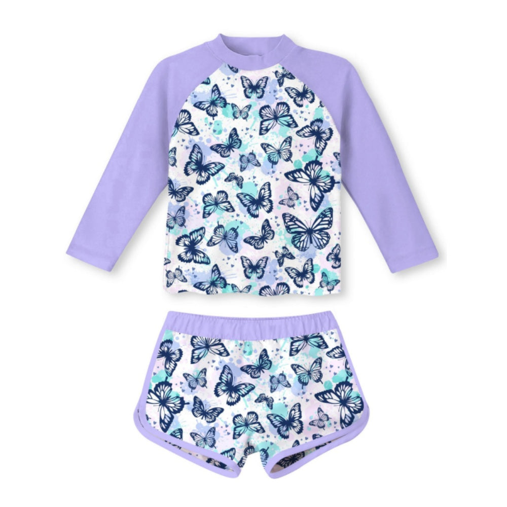 Aideaone Girls Rash Guard Swimsuit Long Sleeve Bathing Suit 2-Piece Set 3-10 Years