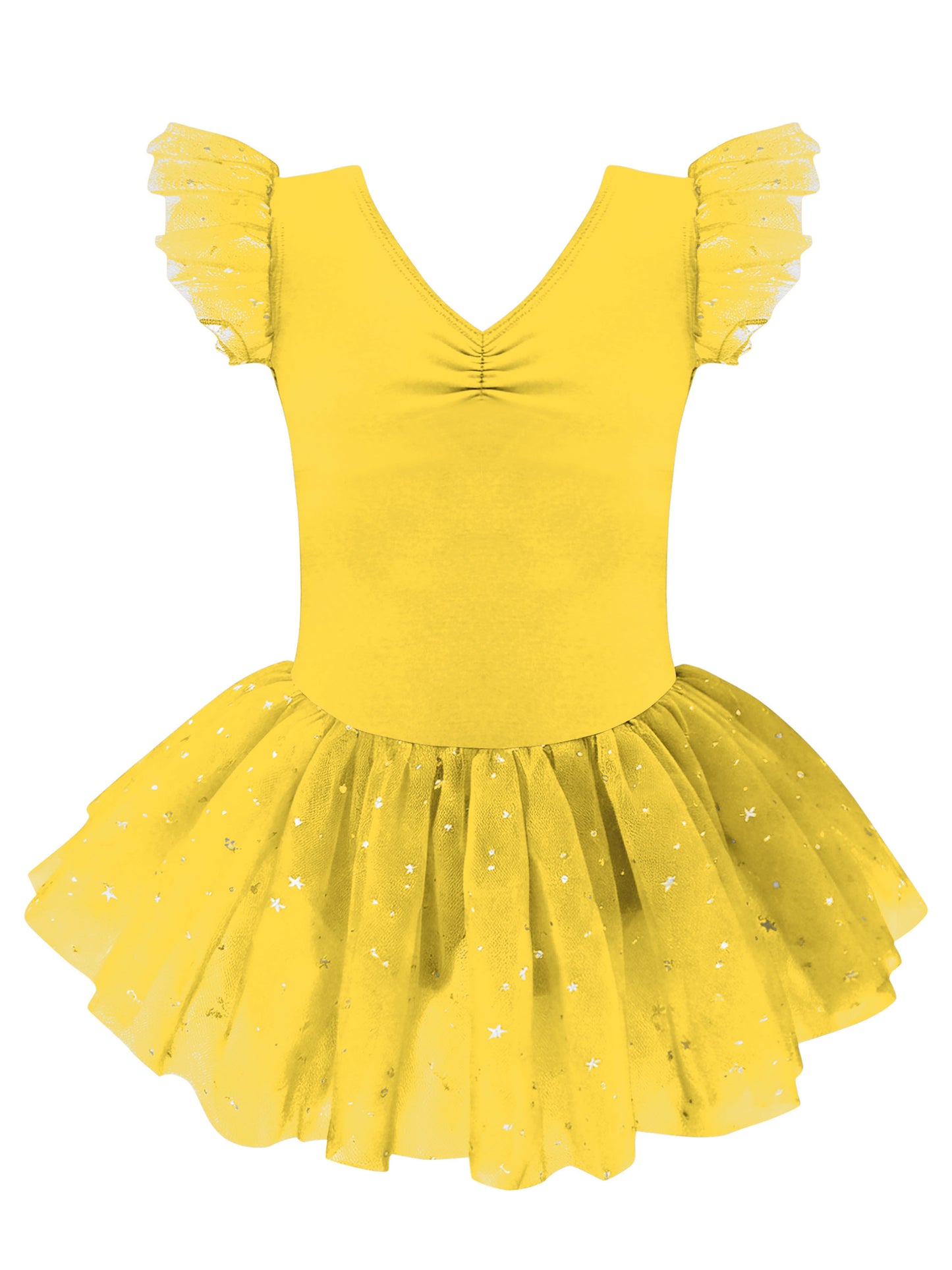 Aideaone Girls Ballet Leotards Toddler Ruffle Sleeve Dance Leotard with Tutu Skirt Kids Gymnastics Dancewear for Little Girls 2-9Y