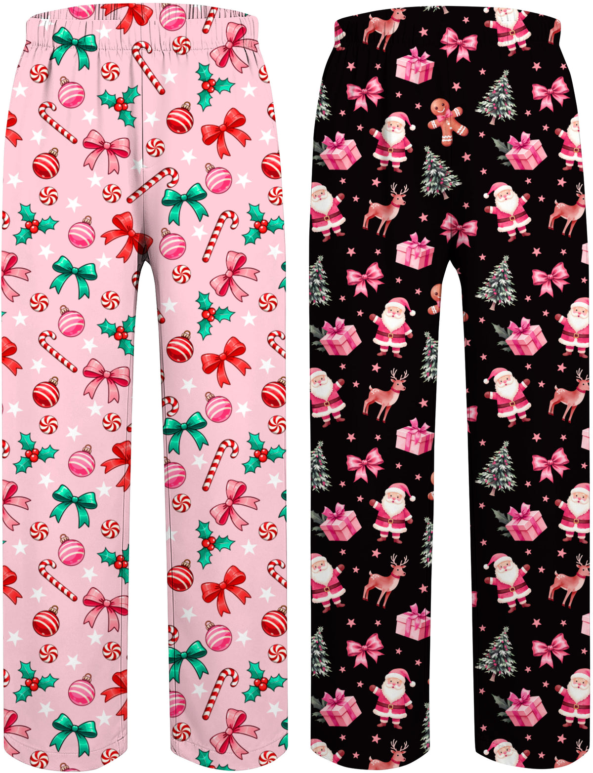 Aideaone 2 Pack Girls Pajama Pants Loose Wide Leg Kids Christmas PJ Bottoms for Teen 7-14 Years