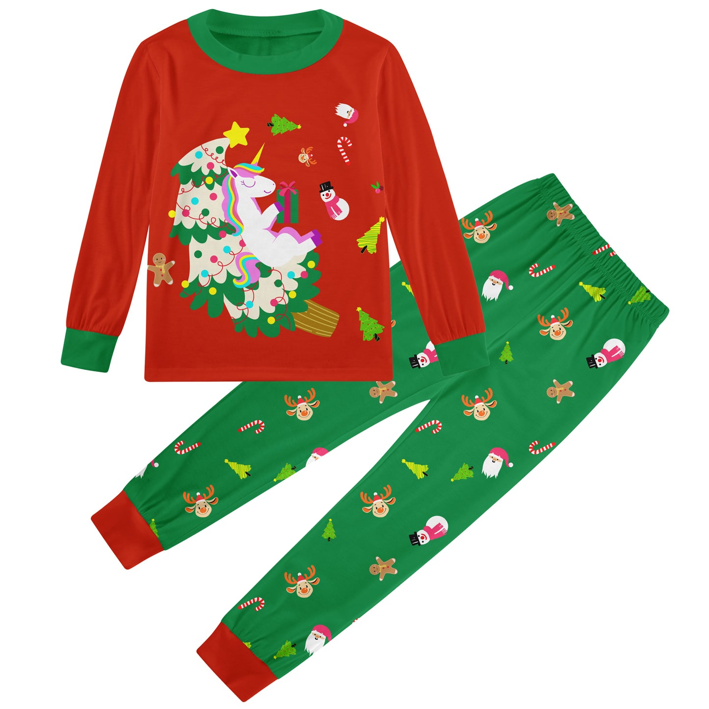 Aideaone Pajama Set Kids 2 Piece Long Sleeve Unisex Boys Girls Soft Stretchy Sleepwear Ages 2 to 8
