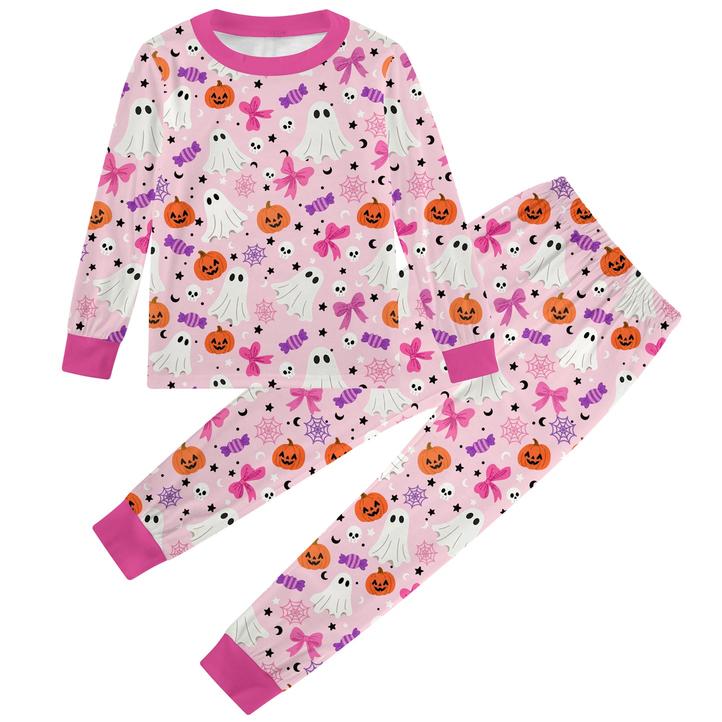 Aideaone Pajama Set Kids 2 Piece Long Sleeve Unisex Boys Girls Soft Stretchy Sleepwear Ages 2 to 8