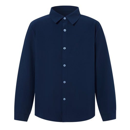 Aideaone Boys' Button-Up Dress Shirt Boys School Uniform Long Sleeve Collared Shirt, Sizes 8-14