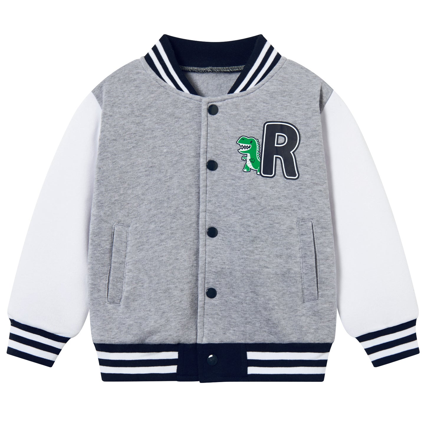 Aideaone Kids Baseball Jackets Boys Button up Toddler School Varsity Uniform Casual Sport Coat for Toddler Boy 3-6T