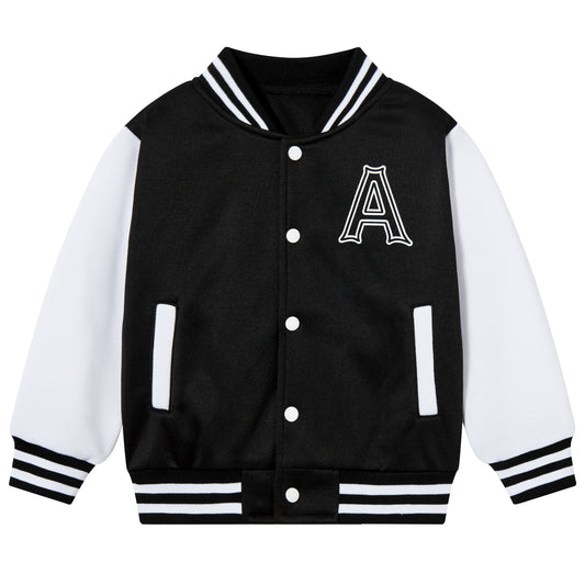 Aideaone Kids Baseball Jackets Boys Button up Toddler School Varsity Uniform Casual Sport Coat for Toddler Boy 3-6T