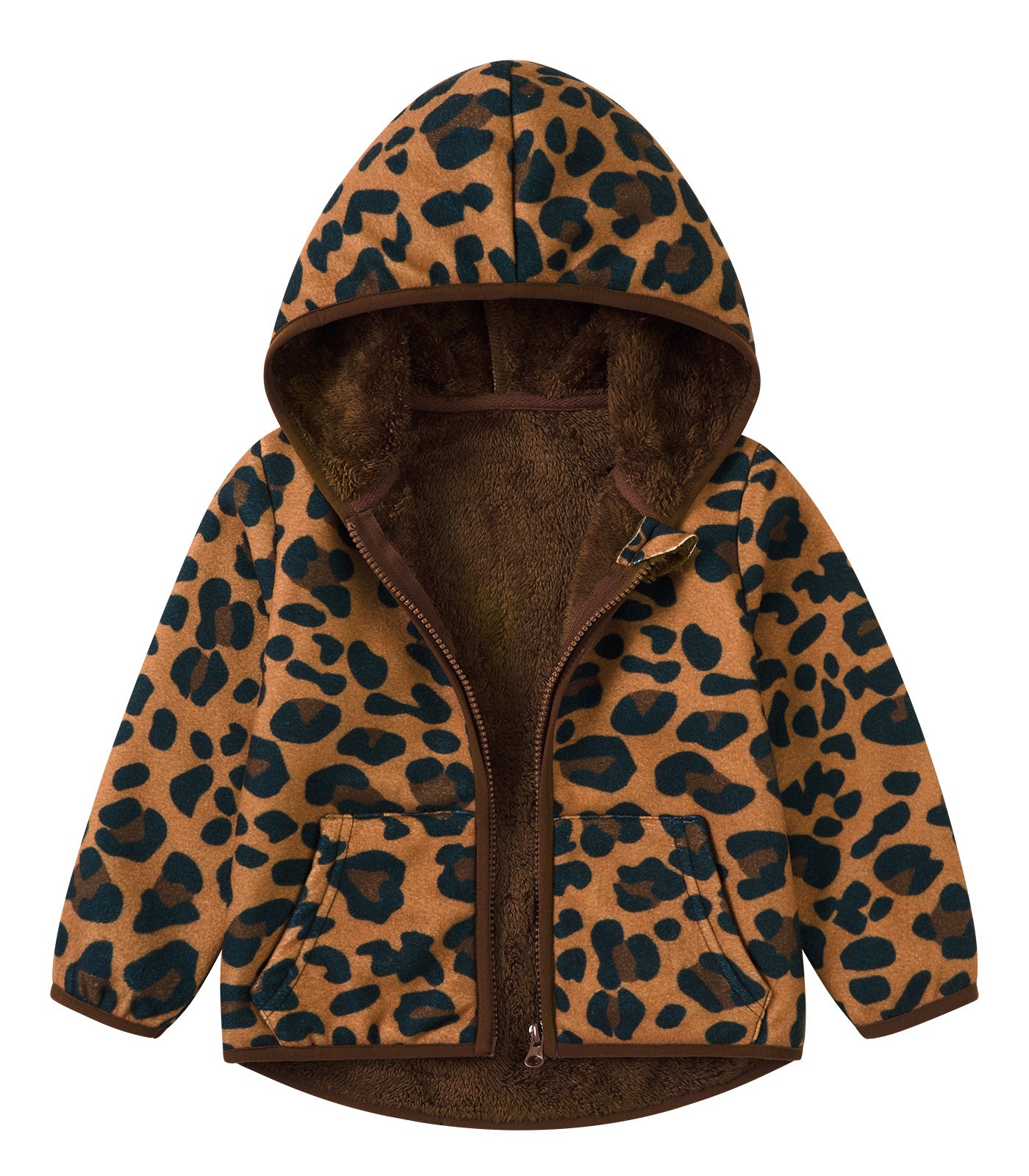 Aideaone Toddler Fleece Jacket Zip up Baby Boys Girls Hooded Winter Coat Long Sleeve Kids Thick Warm Outerwear