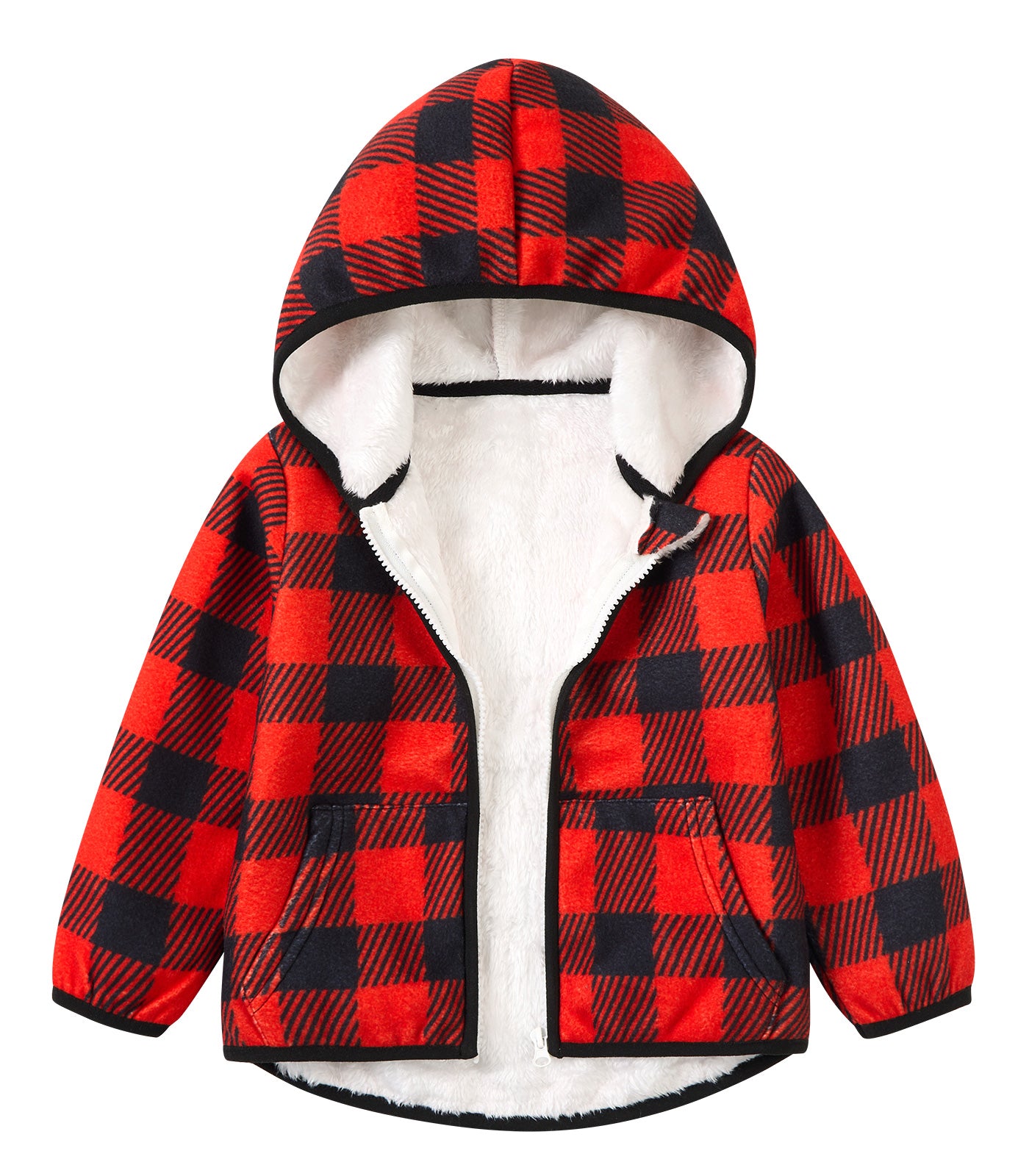 Aideaone Toddler Fleece Jacket Zip up Baby Boys Girls Hooded Winter Coat Long Sleeve Kids Thick Warm Outerwear