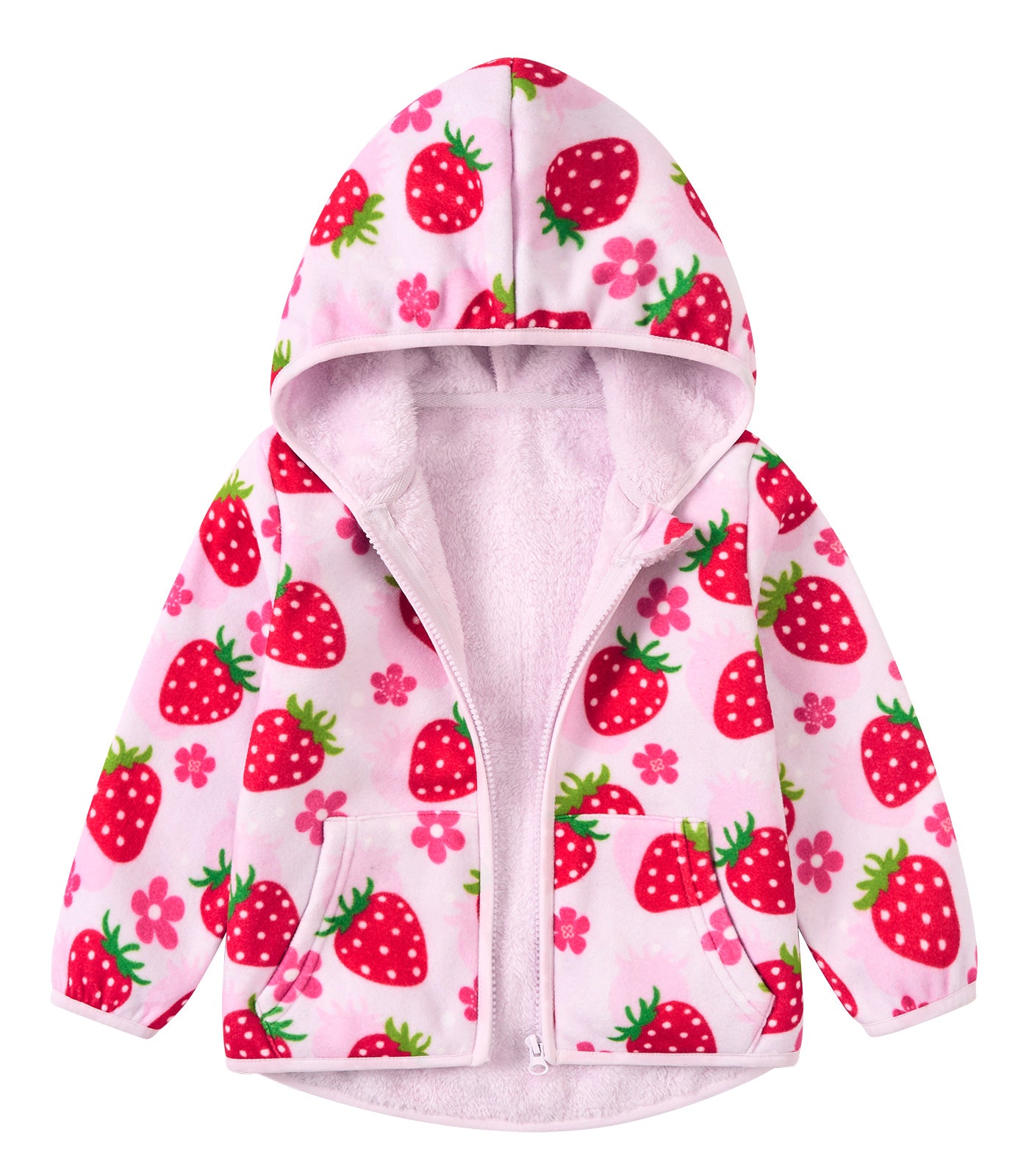 Aideaone Toddler Fleece Jacket Zip up Baby Boys Girls Hooded Winter Coat Long Sleeve Kids Thick Warm Outerwear