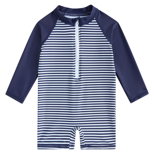 Aideaone Infant Baby Boys Swimsuit One Piece Rash Guard Long Sleeve Bathing Suit Zipper Swimwear for Boys 3-36 Months