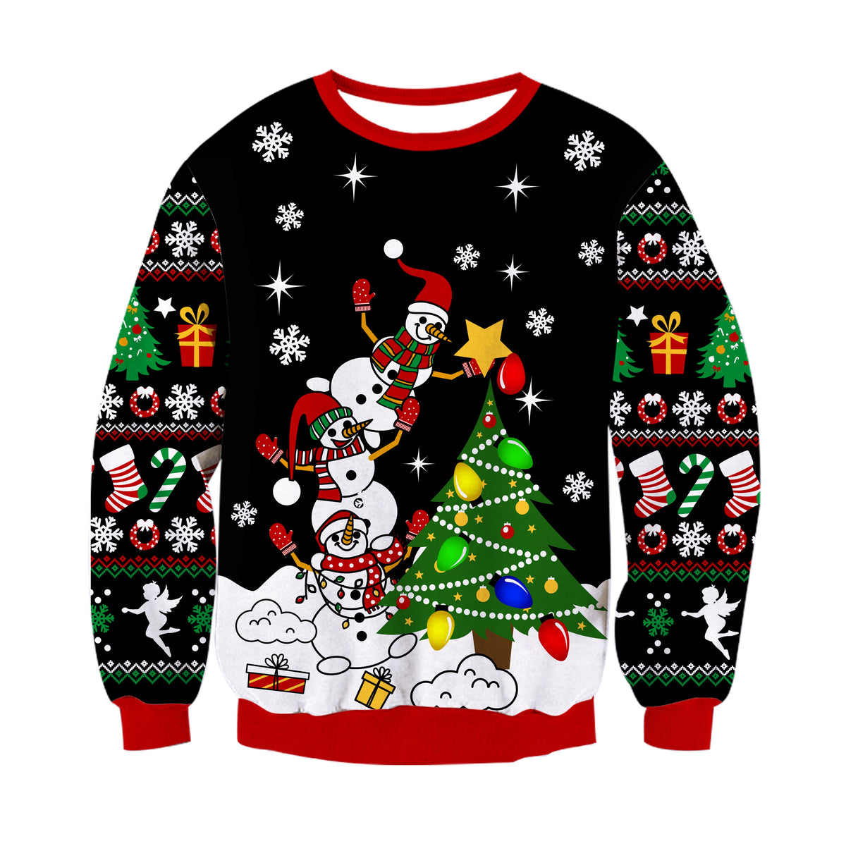 Aideaone Women's Ugly Christmas Sweater Funny Light Up Knit Long Sleeve Pullover
