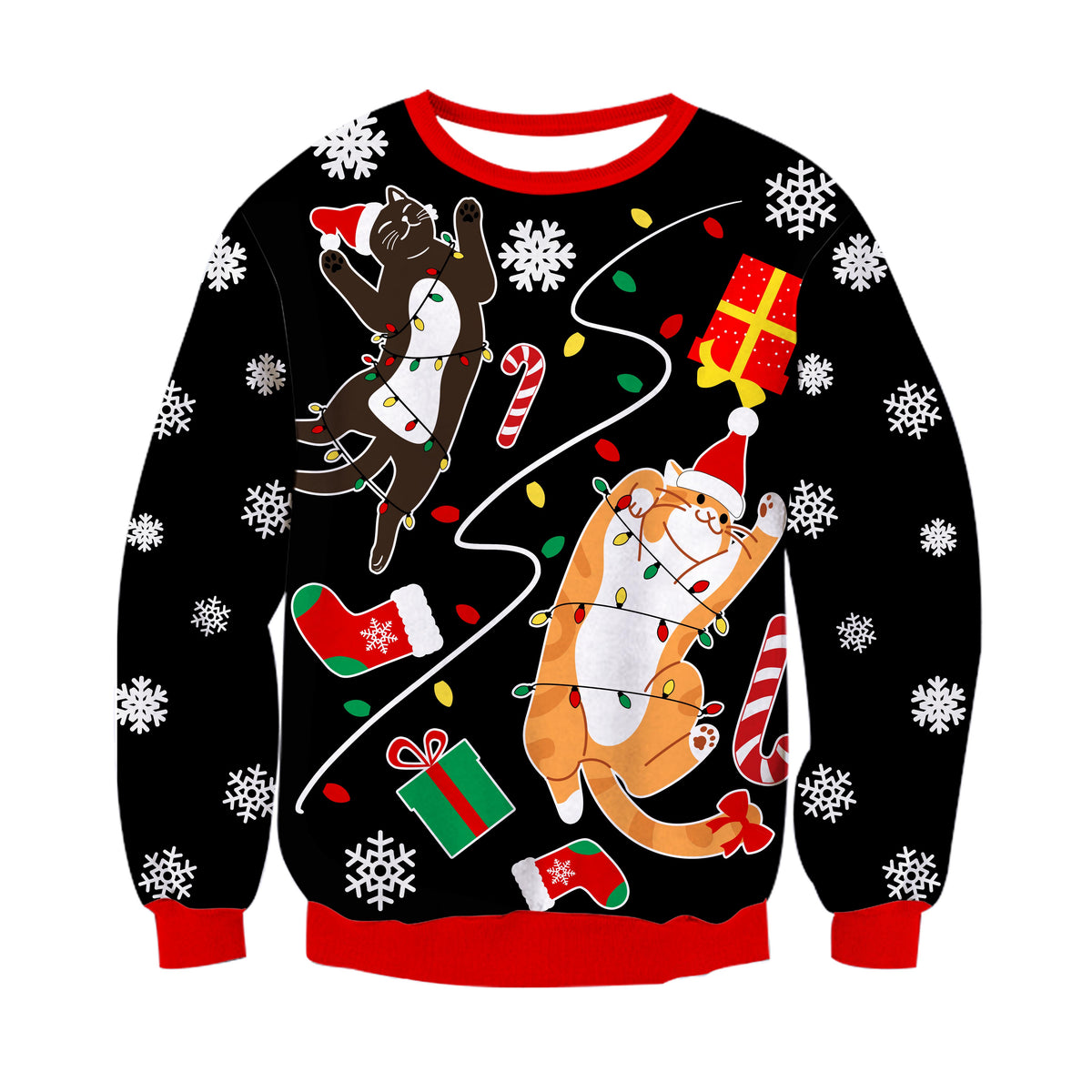 Aideaone Women's Ugly Christmas Sweater Funny Light Up Knit Long Sleeve Pullover