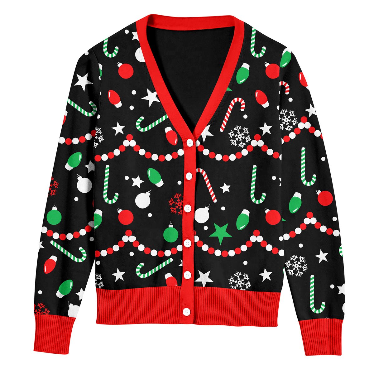 Aideaone Women Ugly Christmas Cardigan Sweater Long Sleeve Button Down Cozy V Neck Sweater Soft Knitwear