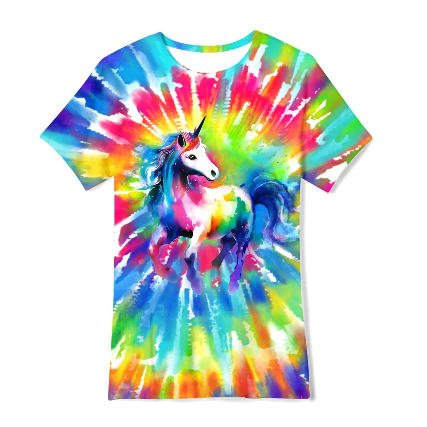 Tie Dye Shirts for Girls Kids Casual T-shirts Crewneck Short Sleeve Tee Top Size 5-12