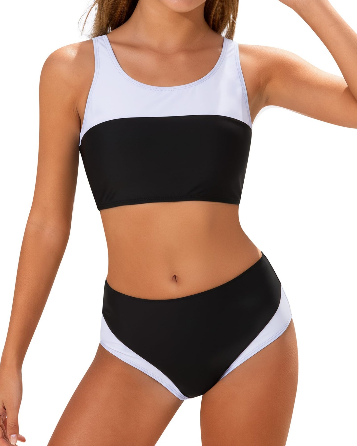 Girls Swimsuit 2 Piece Color Block Swimwear Teen Bathing Suit Girl's Bikini Set Size 9-16Y