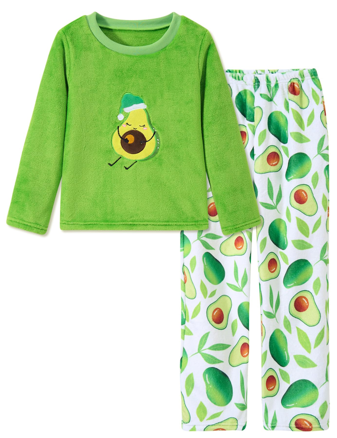 Aideaone Girls Christmas Fleece Pajamas Set Kids Soft Flannel Winter Pjs 2 Piece Size 7-14