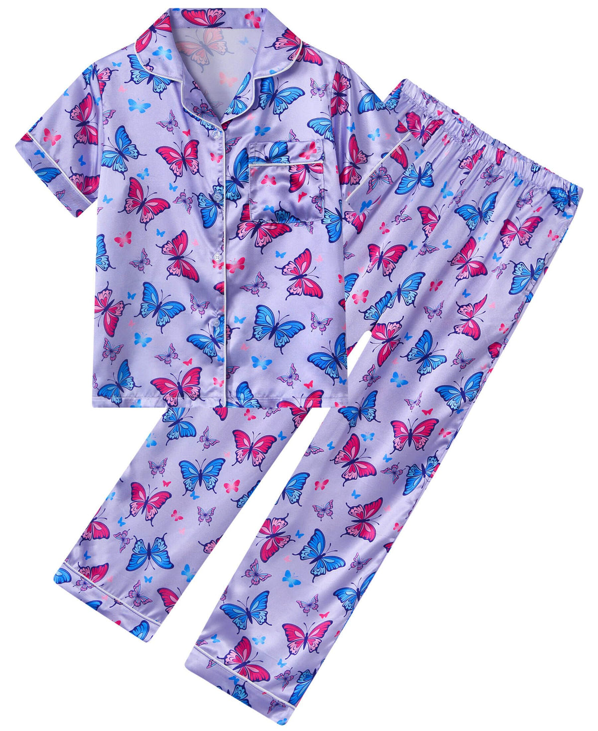Aideaone Girls Christmas Pajamas Set & Casual Lapel 2pcs Button Sleepwear Size 7-14