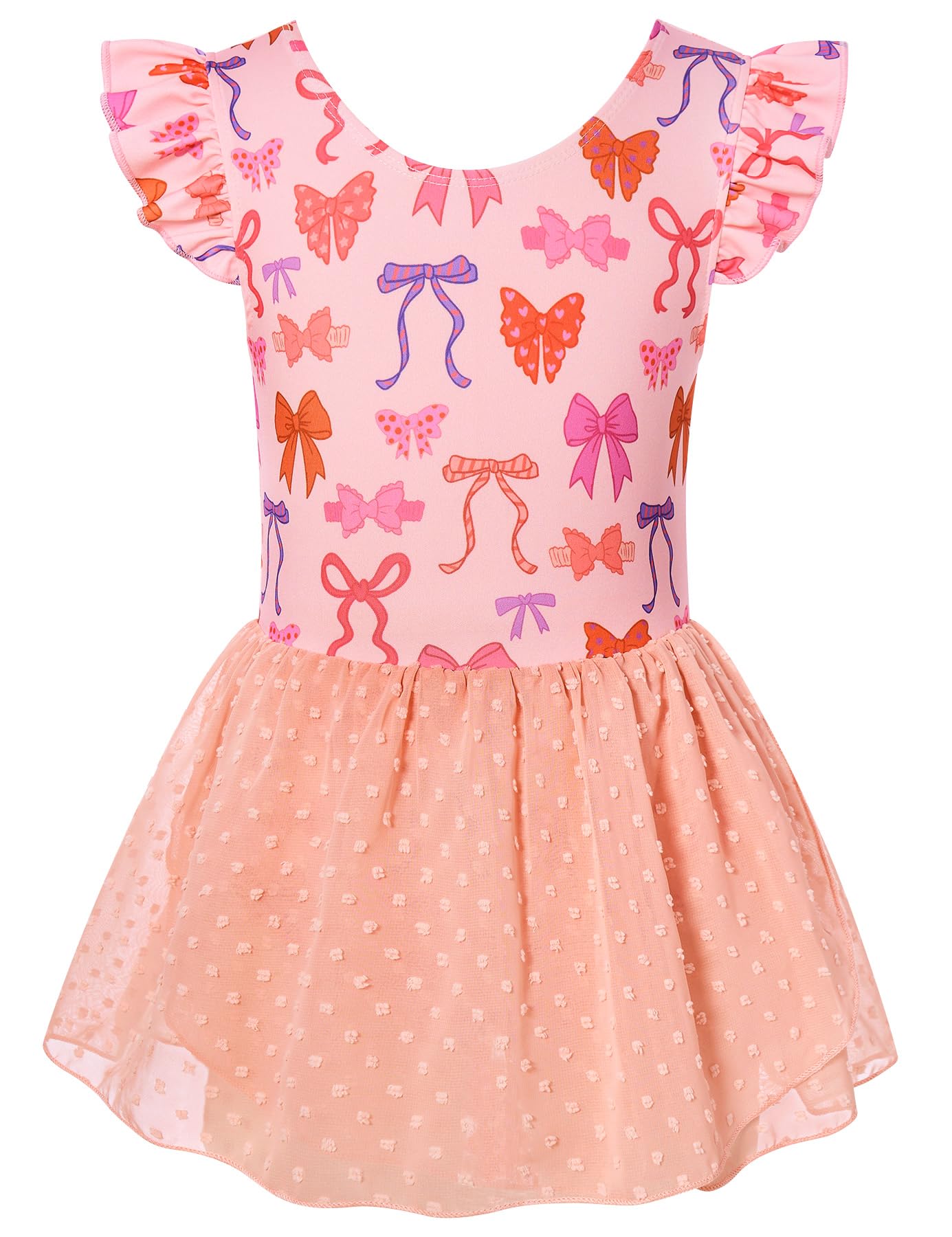 Aideaone Ballet Leotard for Girls Toddler Dance Dress Outfit with Skirt Ruffle Sleeve 3-8Y