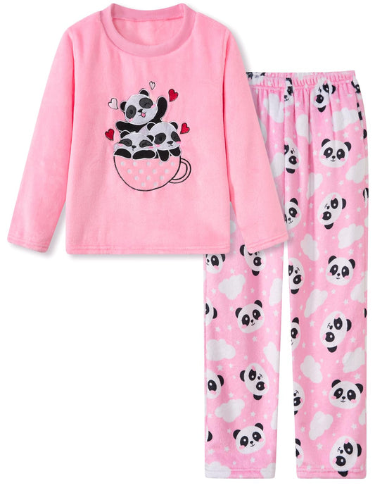 Aideaone Girls Christmas Fleece Pajamas Set Kids Soft Flannel Winter Pjs 2 Piece Size 7-14