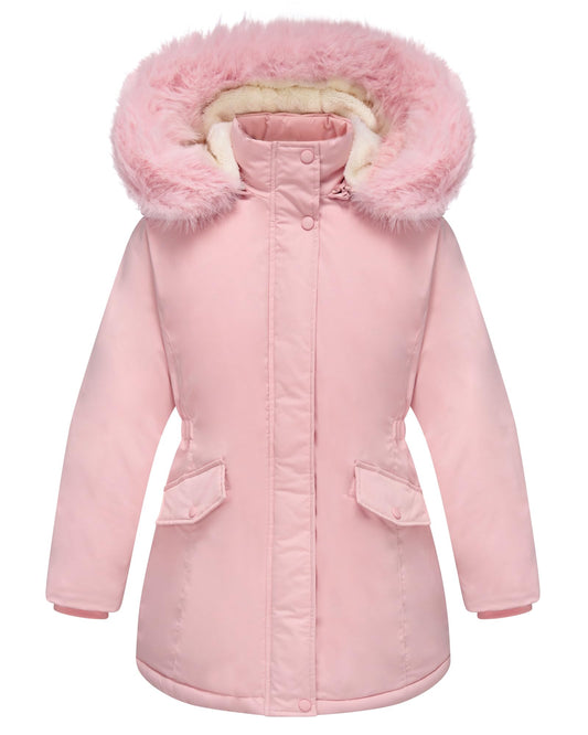 Aideaone Girls Winter Coats Heavyweight Kids Outerwear Warm Parka Puffer Jacket with Hood Purple 5-12Y