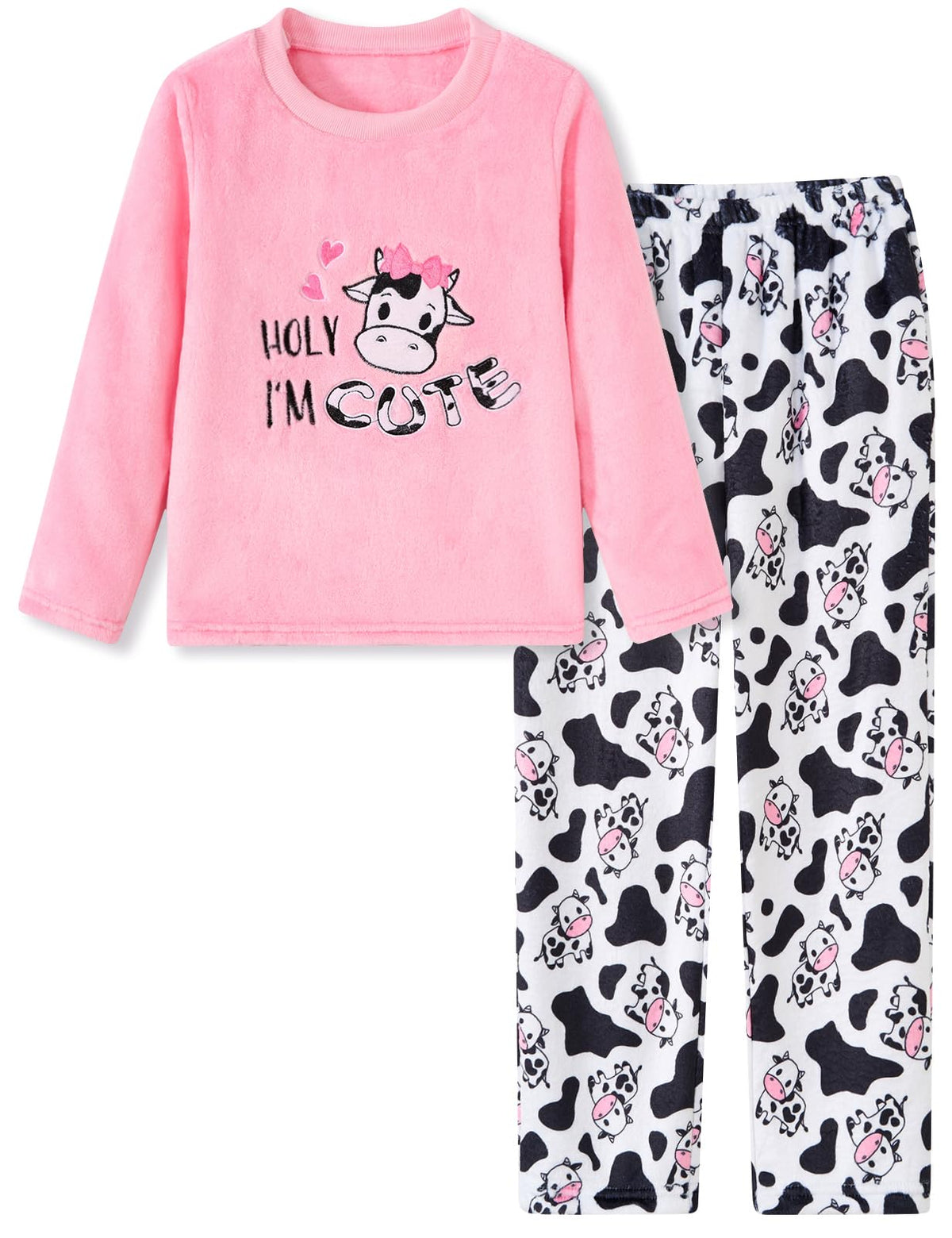 Aideaone Girls Christmas Fleece Pajamas Set Kids Soft Flannel Winter Pjs 2 Piece Size 7-14