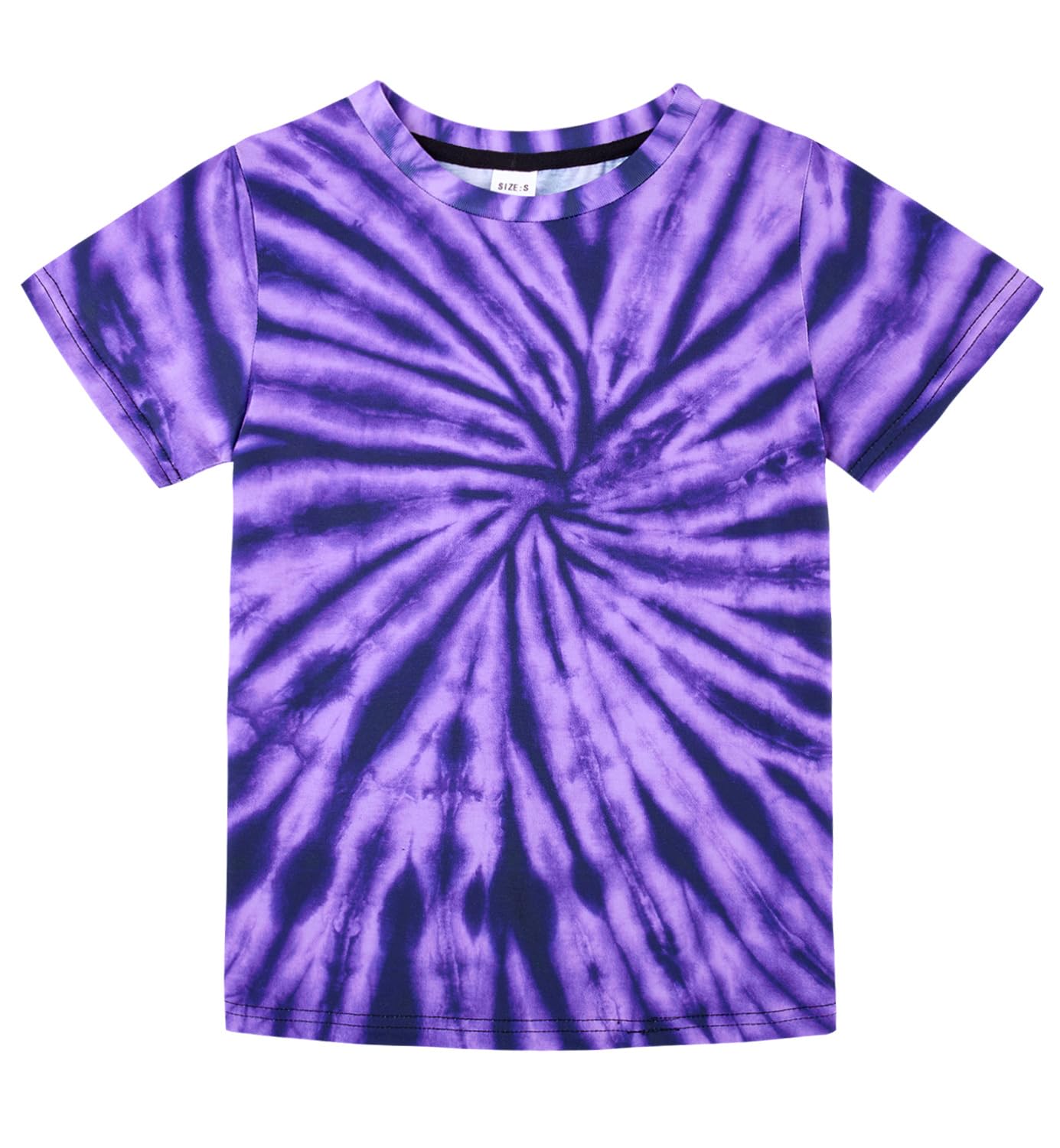 Aideaone Boys Girls Tie Dye Shirt Hippies Senior Rainbow Tees T Shirts for Kids 4-14 Years