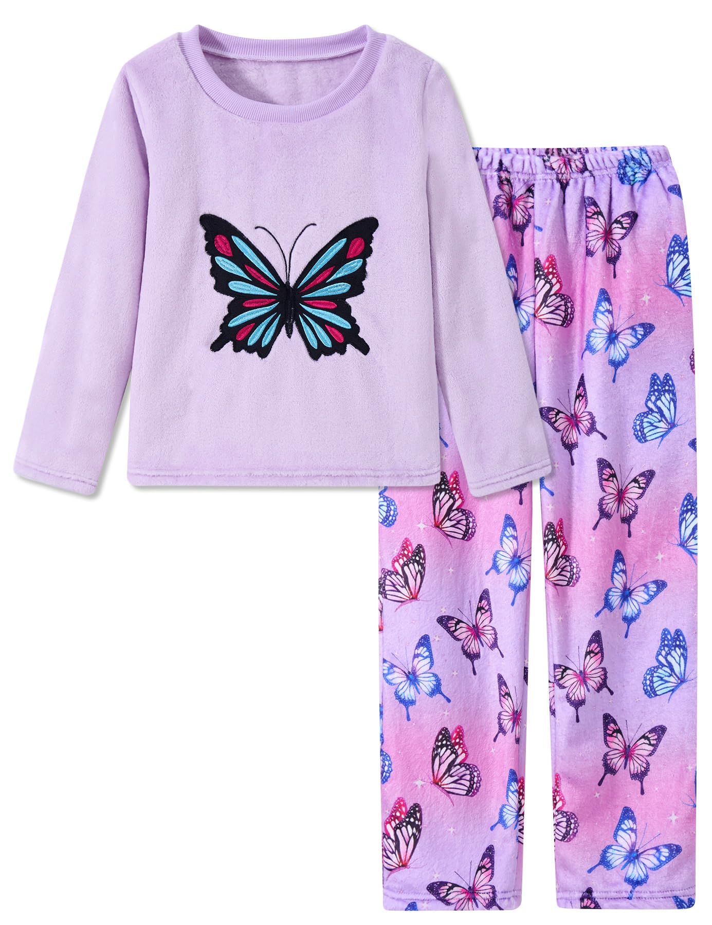 Aideaone Girls Christmas Fleece Pajamas Set Kids Soft Flannel Winter Pjs 2 Piece Size 7-14