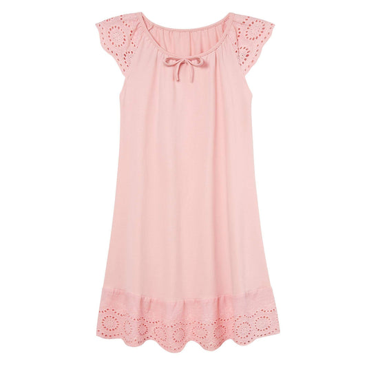 Aideaone Girls Nightgowns Cute Princess Sleepwear Flutter Sleeve Pajamas Nightie Dress Pink 5-12 Years