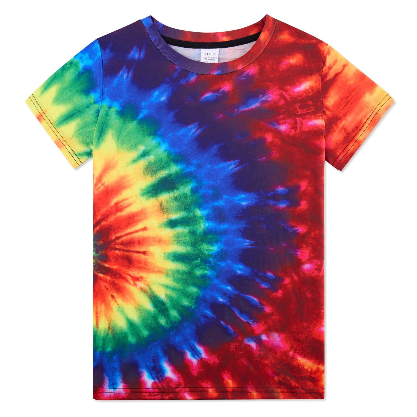 Aideaone Boys Girls Tie Dye Shirt Hippies Senior Rainbow Tees T Shirts for Kids 4-14 Years