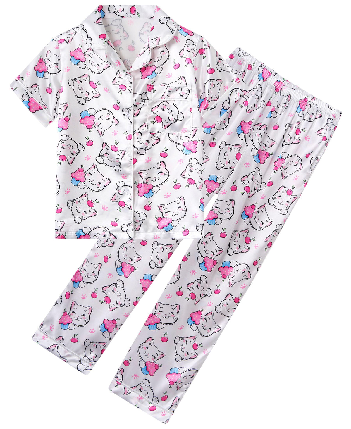 Aideaone Girls Christmas Pajamas Set & Casual Lapel 2pcs Button Sleepwear Size 7-14