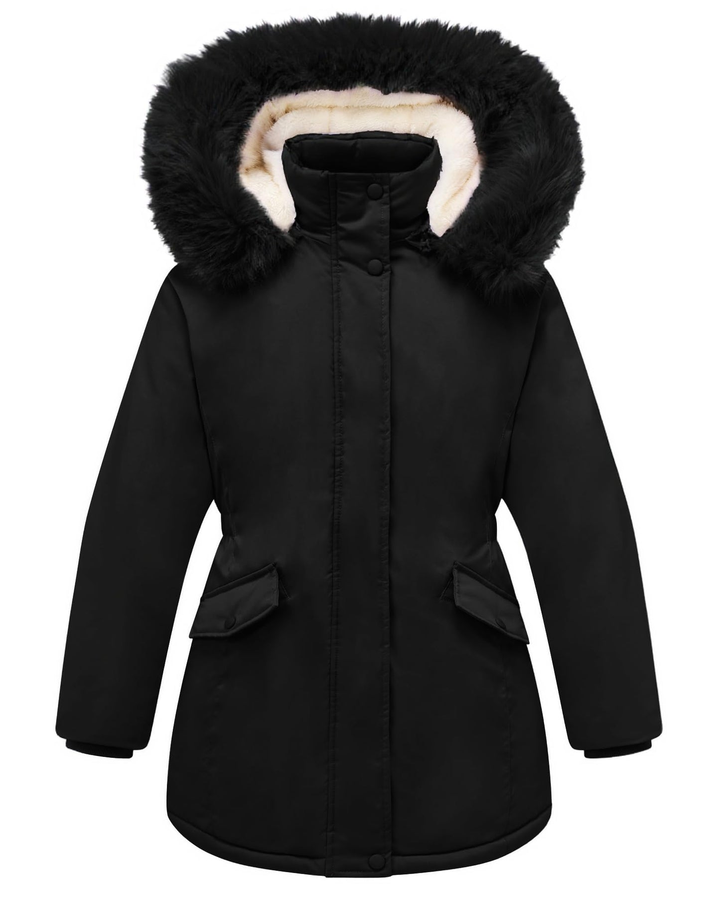 Aideaone Girls Winter Coats Heavyweight Kids Outerwear Warm Parka Puffer Jacket with Hood Purple 5-12Y