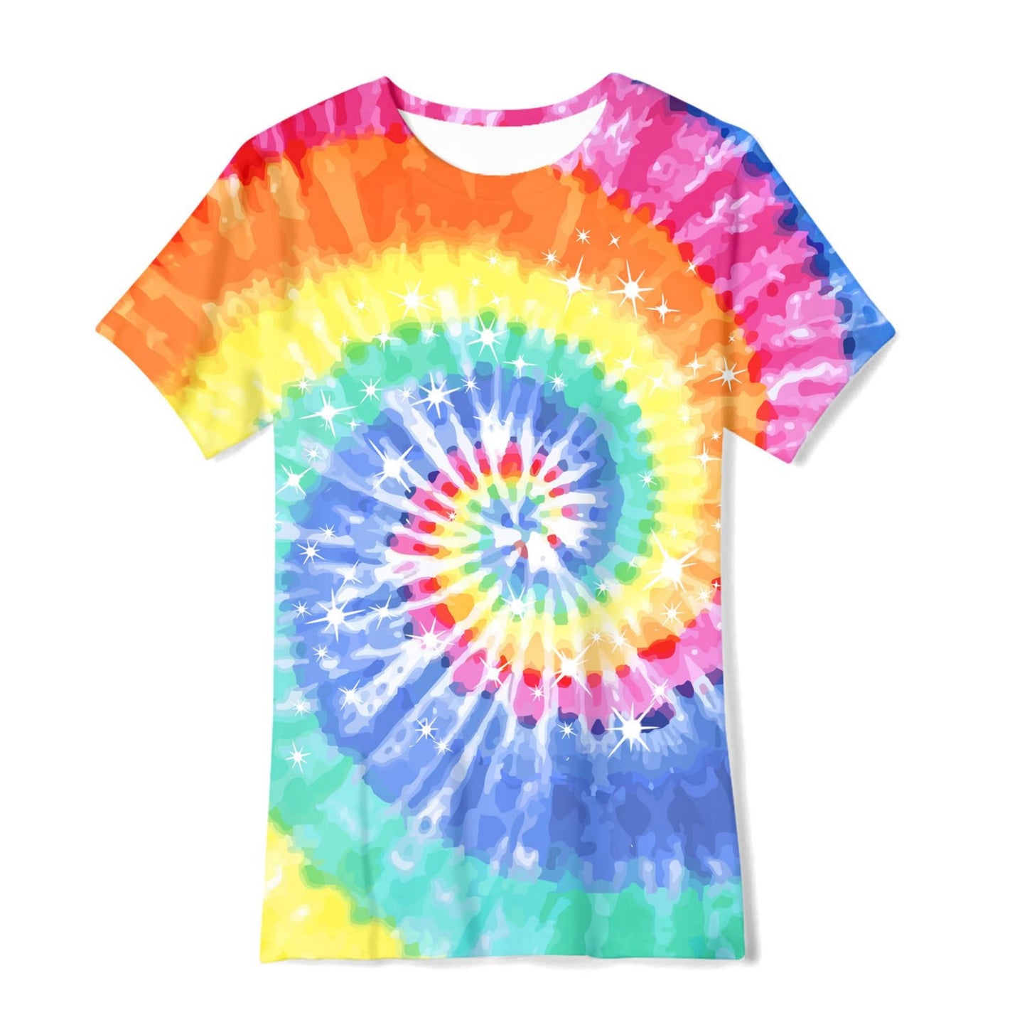 Tie Dye Shirts for Girls Kids Casual T-shirts Crewneck Short Sleeve Tee Top Size 5-12