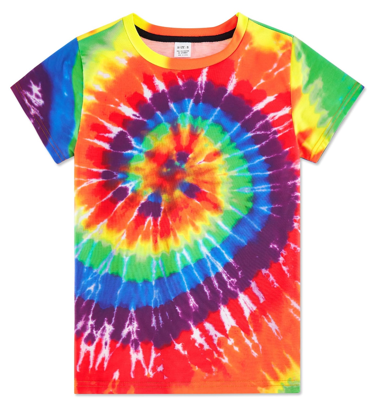 Aideaone Boys Girls Tie Dye Shirt Hippies Senior Rainbow Tees T Shirts for Kids 4-14 Years